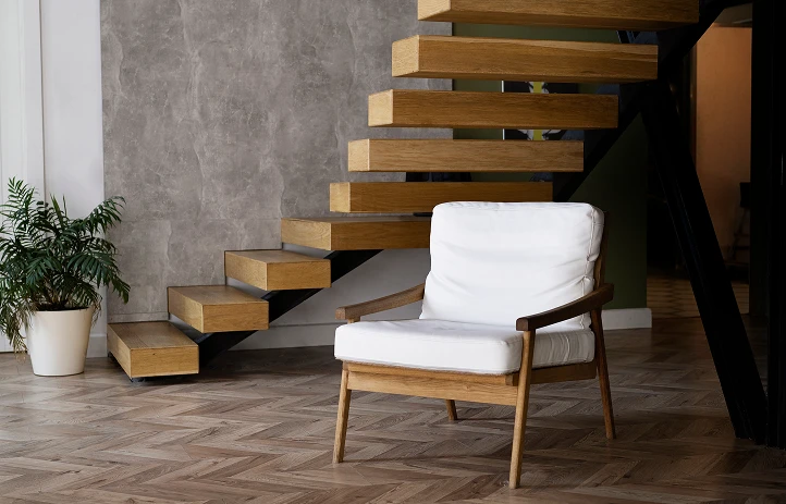 VIsta general escaleras madera