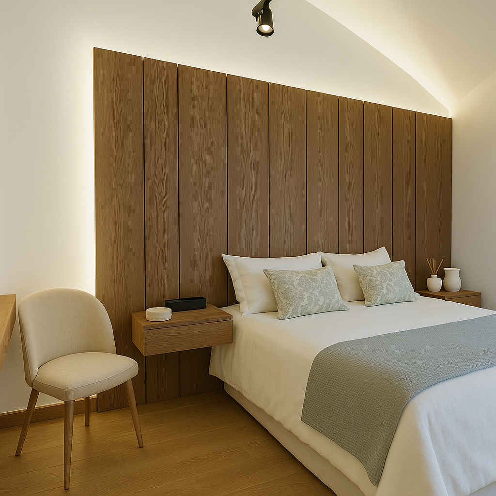 El propietario buscaba mucho más que un lugar para dormir; deseaba una experiencia de confort integral. Nos contactó con la necesidad de unificar tres espacios clave: la zona de descanso, el almacenamiento y el aseo, bajo un mismo concepto estético y funcional.